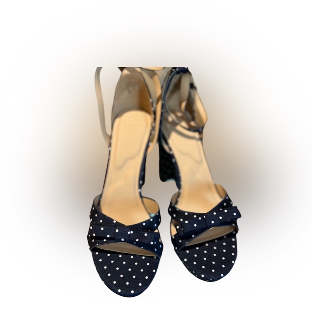 Draper James RSVP Averie, open toe heels/sandals, 3.75" heel, navy&white new